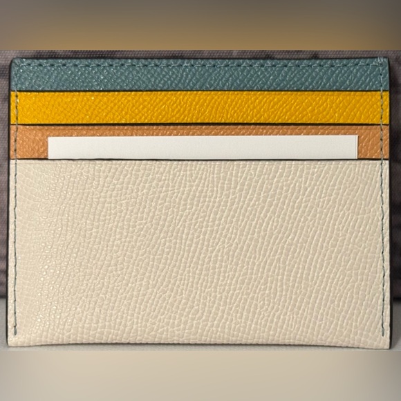 EUC Coach Colorblock Flat Card Case Crossgrain Leather Chalk Multi 12070 - Picture 3 of 3